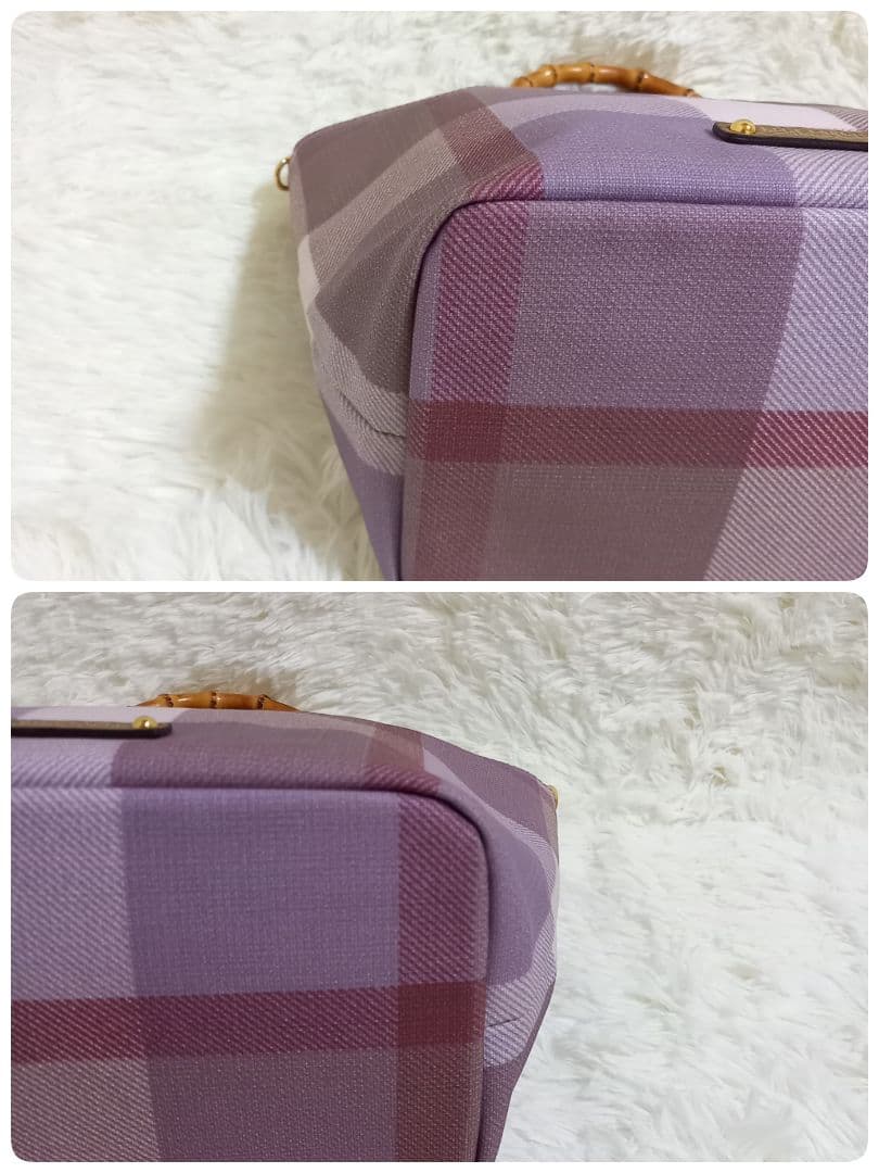 ブルーレーベルクレストブリッジ　２wayハンドバッグ　バンブー　チェック