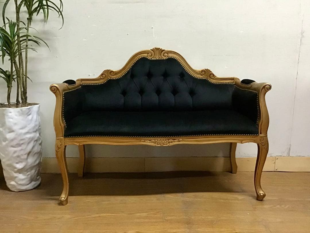 管229☆イタリア製☆アンティーク☆ロココ調☆ベンチソファー