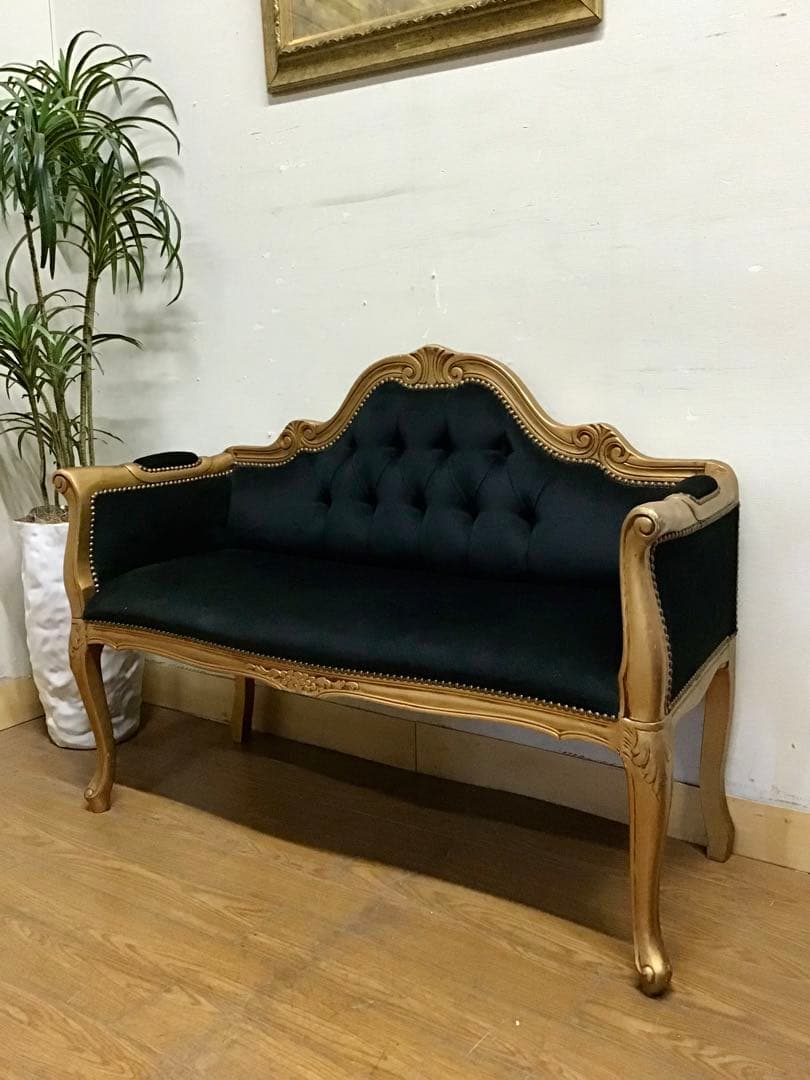 管229☆イタリア製☆アンティーク☆ロココ調☆ベンチソファー