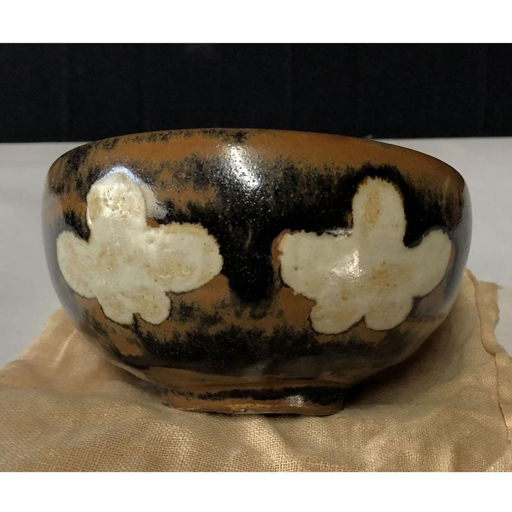 e2932 古瀬戸 雪月花 抹茶碗 合わせ箱 瀬戸茶碗 茶道具