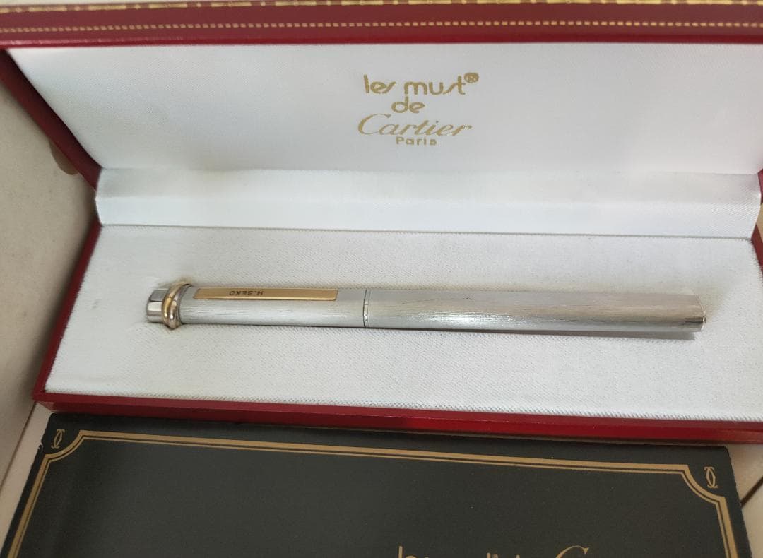 ヴィンテージ カルティエ　Cartier　トリニティ　ボールペン　シルバー　箱付