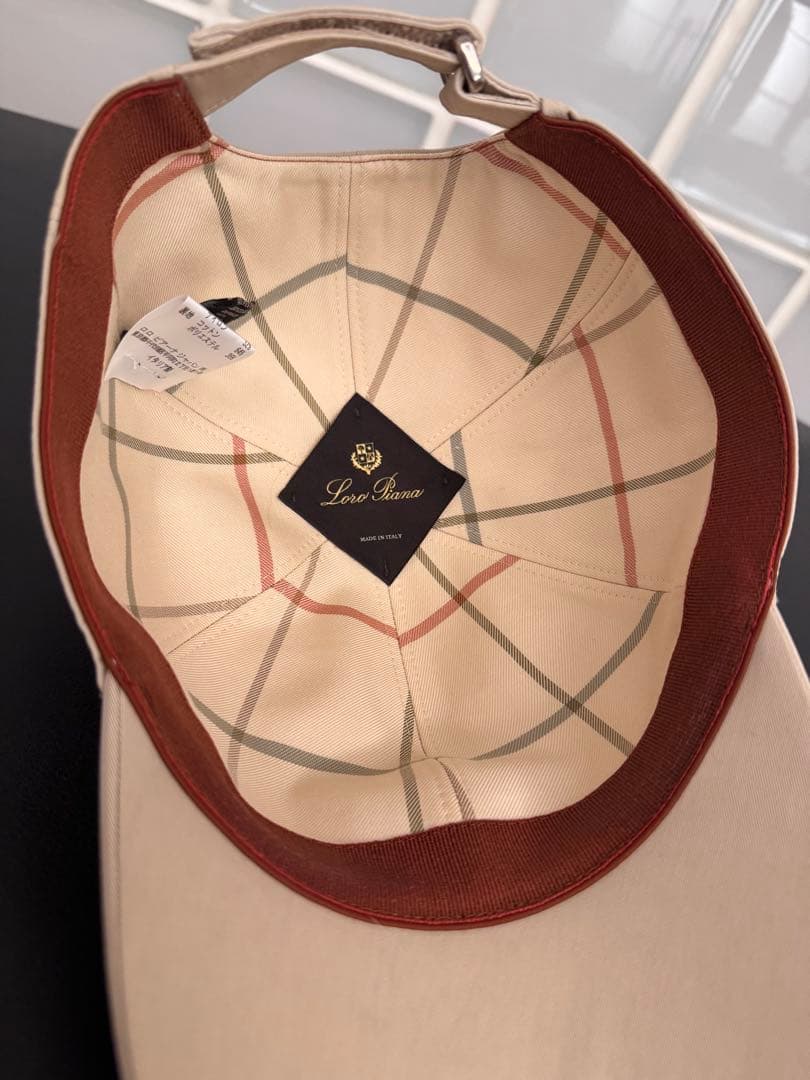 【美品】ロロ・ピアーナ　キャップ　コットン　ラテ色　サイズＬ