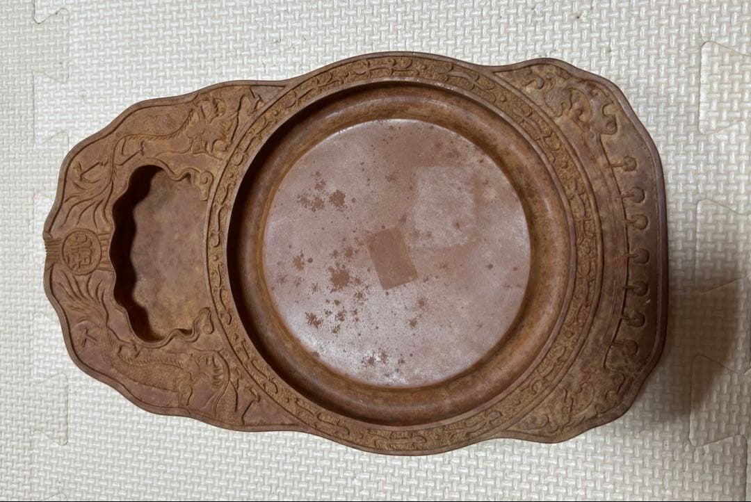 中国清時代 焼物硯　澄泥硯　陶硯