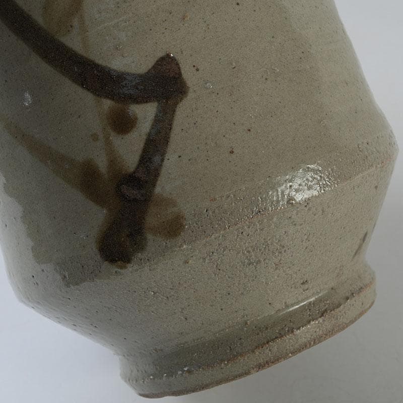 人間国宝　濱田庄司作　鐵絵花瓶　共布共箱　M　R9136H