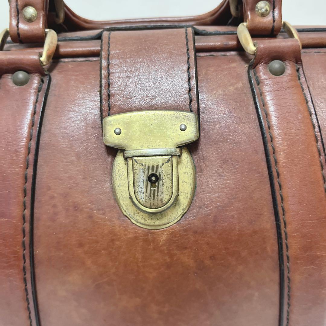 昭和レトロ本革レザードクターボストンバッグ　カバン鞄アンティーク　ダレスバッグ