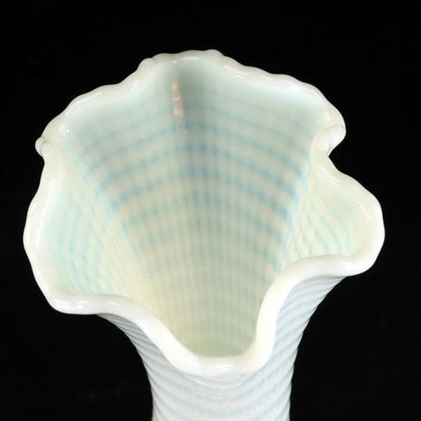 Y1505-5 ヴィンテージ フリント アルバニー ワセリンガラス 花瓶