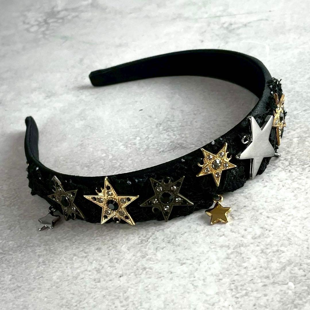 希少★ドルチェ＆ガッバーナ レース 星 カチューシャ ブラック レディース