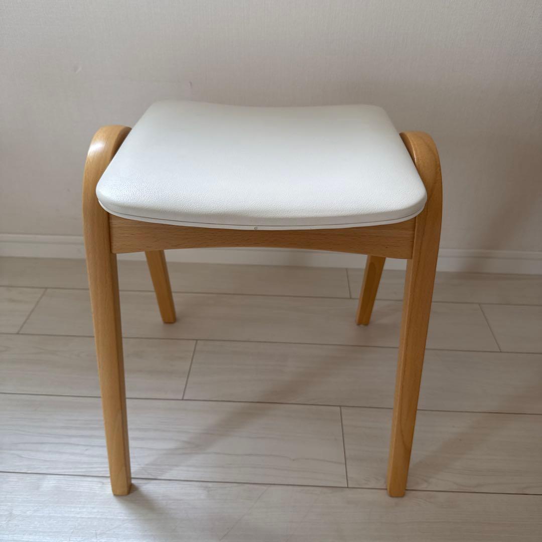 秋田木工 202 ホワイトスツール 天然木