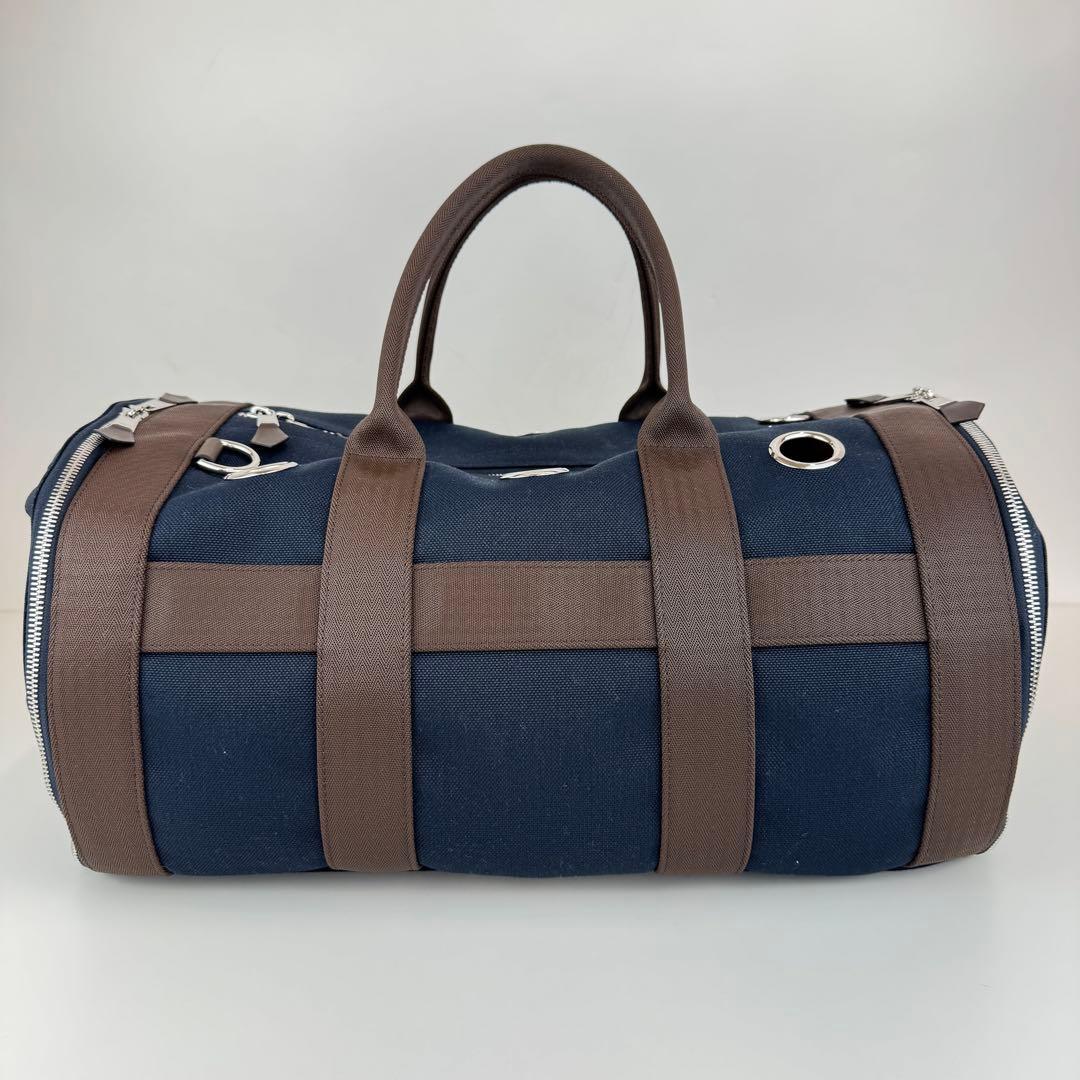 新品未使用　HERMES エルメス　犬用キャリーバッグ　ネイビー　ブラウン