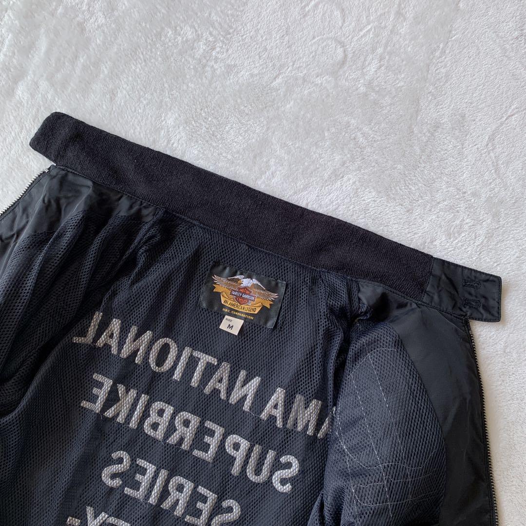 希少 ハーレー ダビッドソン ナイロン ライダース ジャケット バック刺繍ロゴ