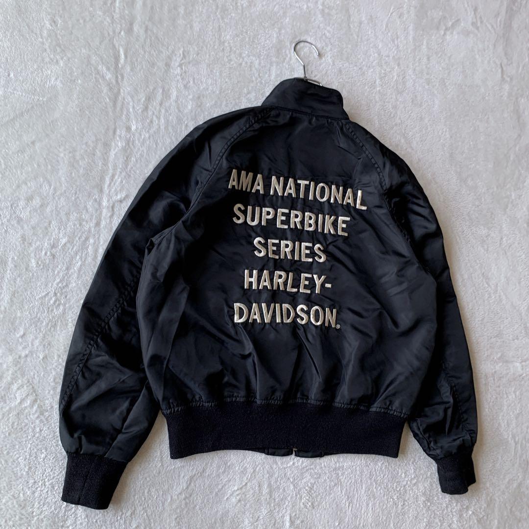 希少 ハーレー ダビッドソン ナイロン ライダース ジャケット バック刺繍ロゴ