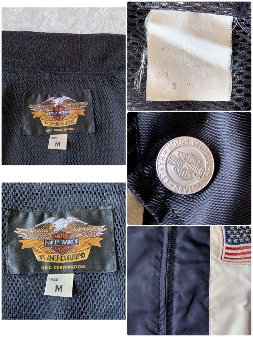 希少 ハーレー ダビッドソン ナイロン ライダース ジャケット バック刺繍ロゴ