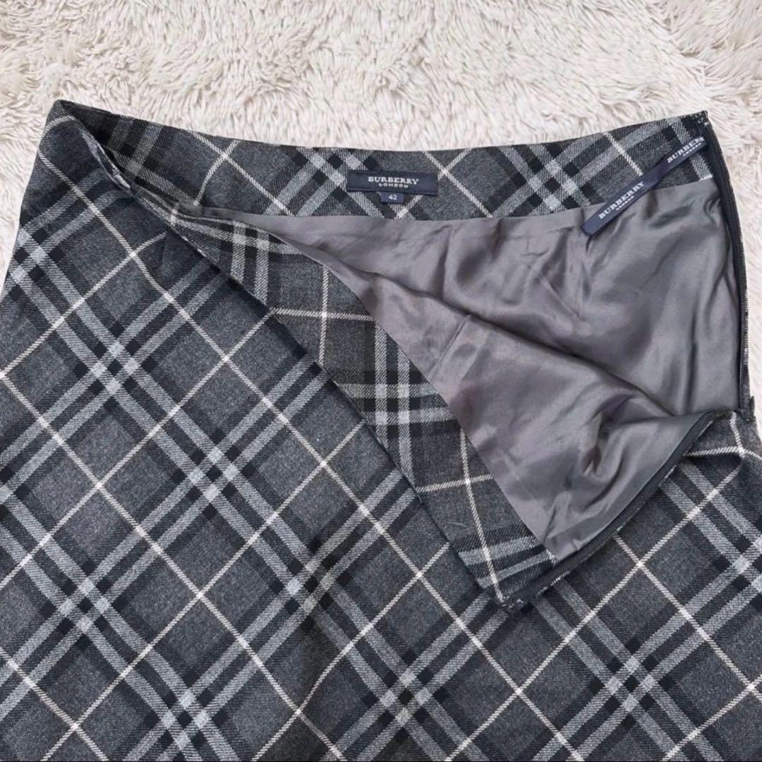 美品 バーバリーロンドン ノバチェック ミモレ丈 フレアスカート Aライン 42