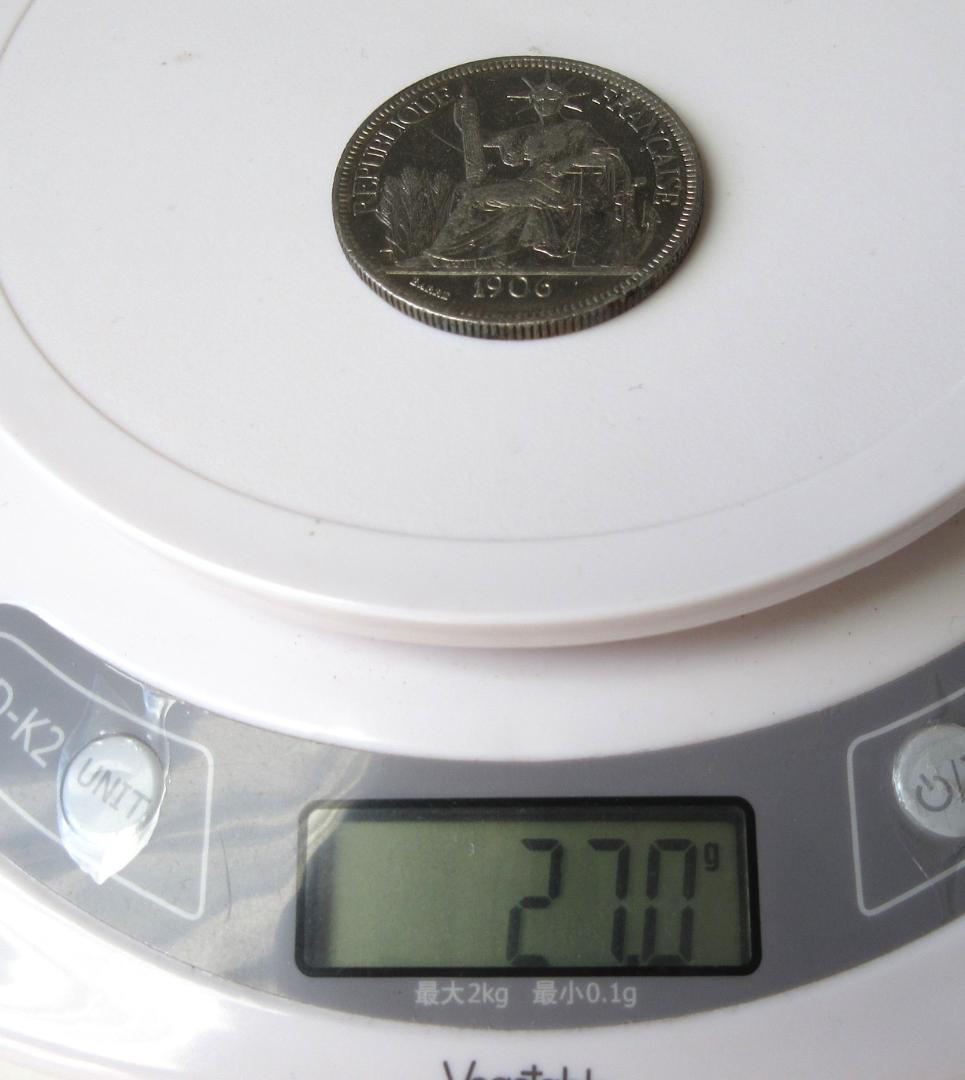 値*ダ様 フランス領インドシナ ピアストル銀貨 1906年