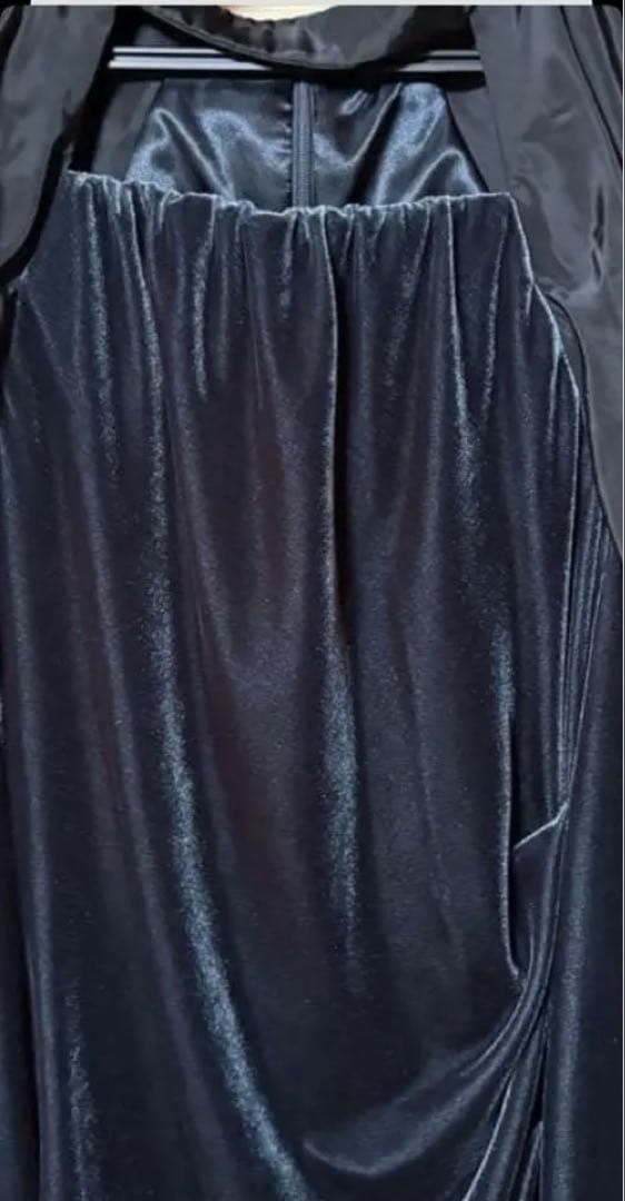 アンドレスド　ドレープベロアドレス　ネイビー オケージョンドレス