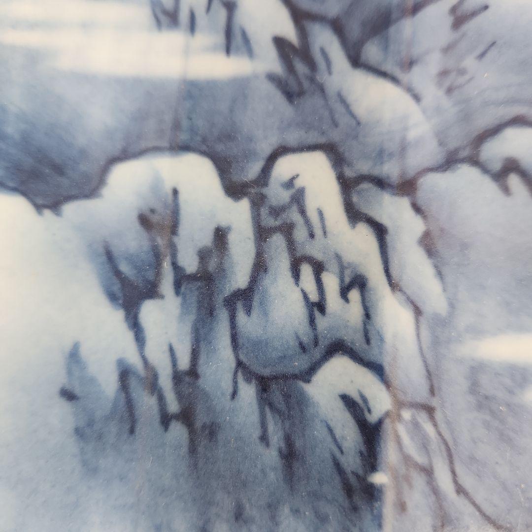 染め付け屏風形剣岳絵図角皿5客