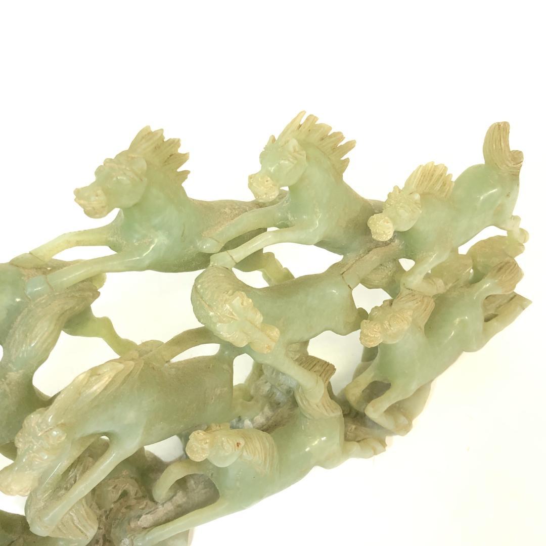翡翠 馬 置物 12頭 中国美術 彫刻 ジャンク品