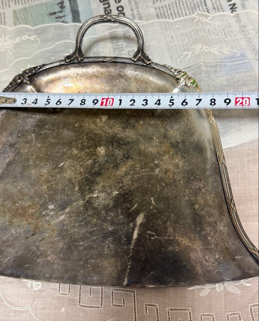 フランス　アンティーク ダストパン ブラシ　　ばら薔薇　シルバー　ちりとり　はけ