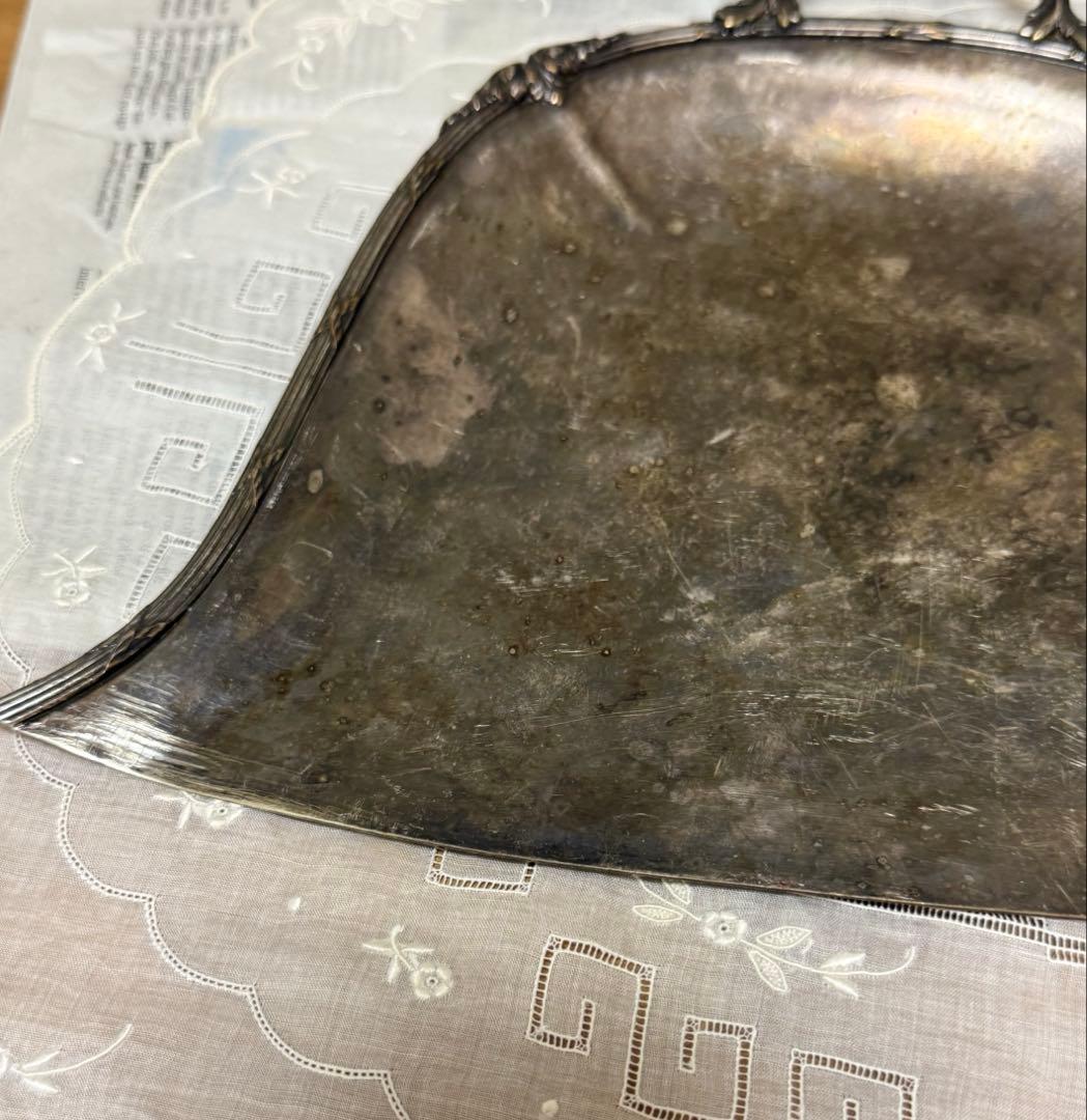 フランス　アンティーク ダストパン ブラシ　　ばら薔薇　シルバー　ちりとり　はけ