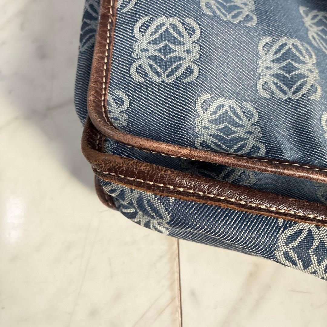 ブルー系チェック柄ショルダーバッグ