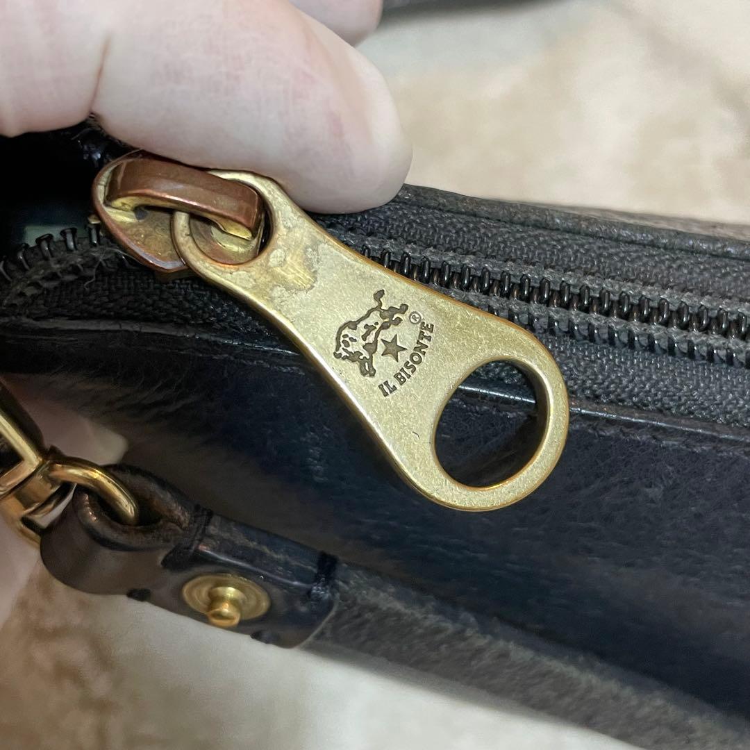 極美品✨イルビゾンテ 現行タグ ショルダーバッグ サコッシュ レザー ブラック