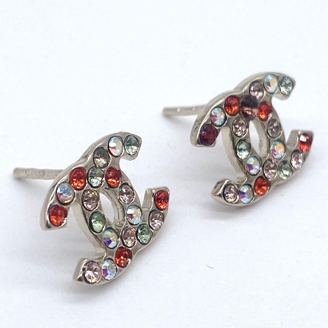 美品✨CHANEL シャネル　クリスタルビジュー　マルチカラー　ピアス