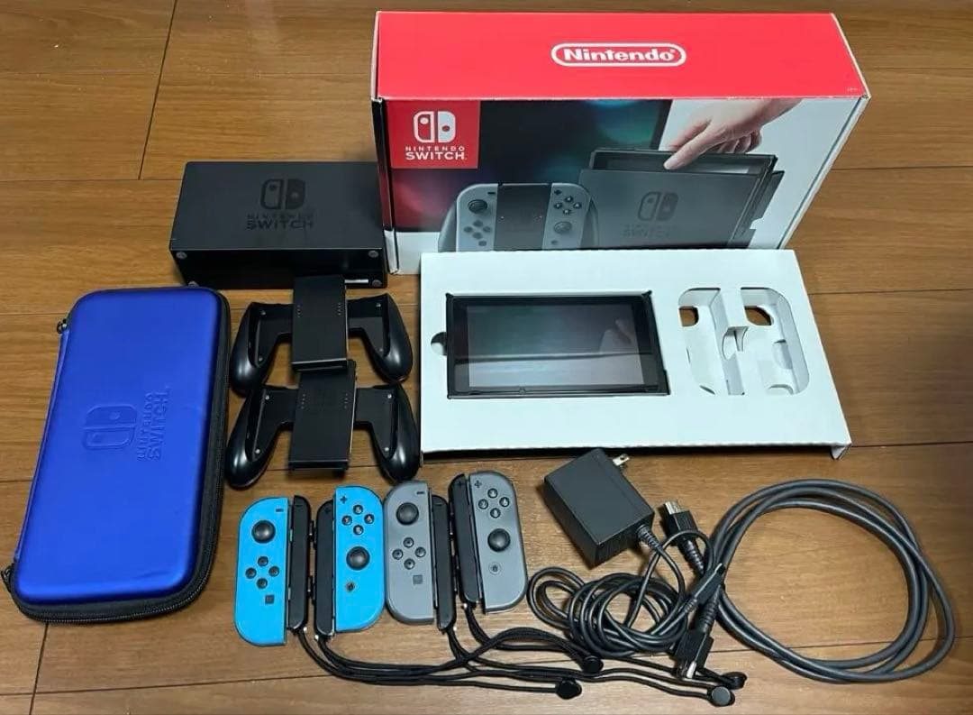 Nintendo Switch 本体 グレー➕Joy-Conネオンブルー➕ケース