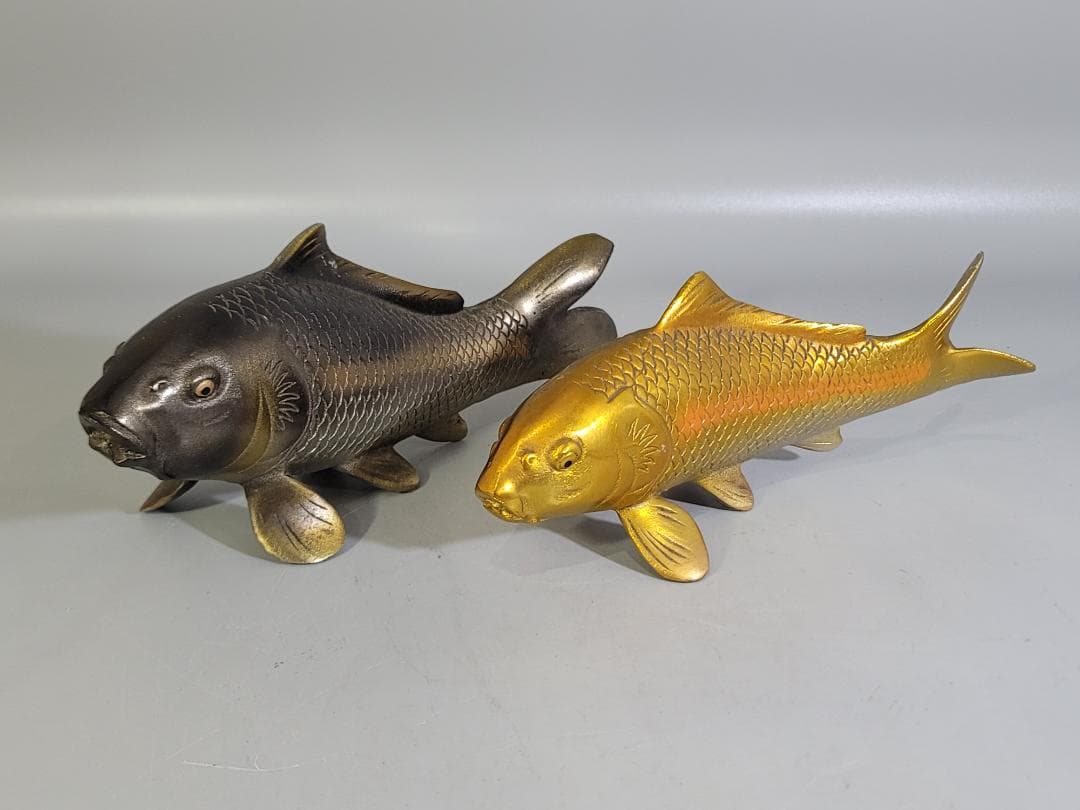 DT593 双魚 金銀 置物 銅製