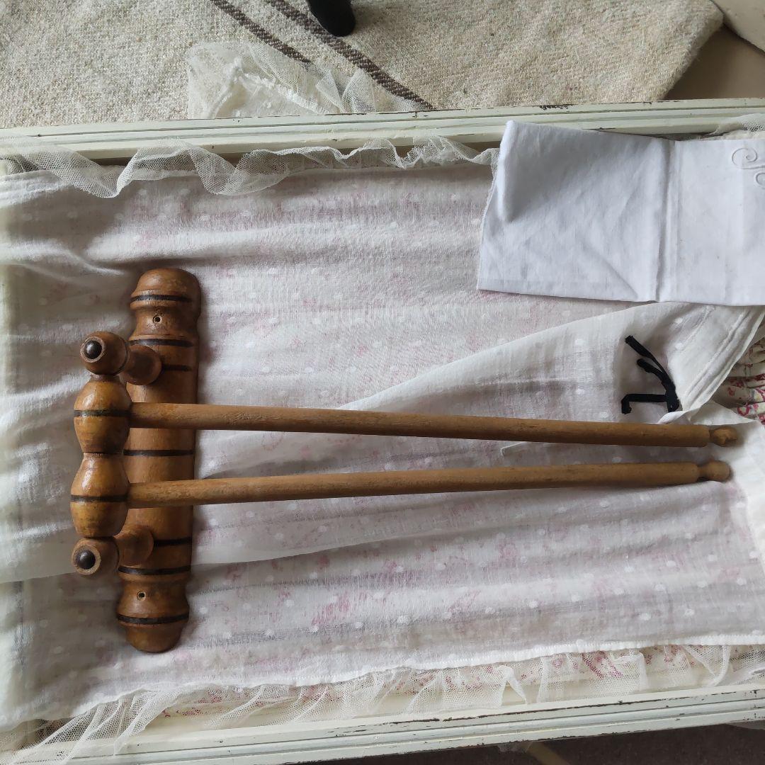 フランス　アンティーク　キッチン　リネンハンガー　バンブーハンガー