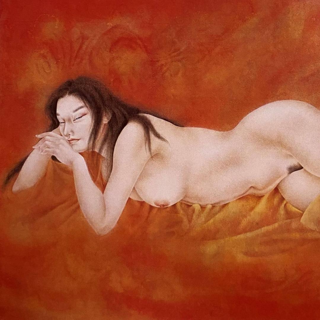 荻原季実子、【女】、希少な額装用画集より、新品額装付、状態良好