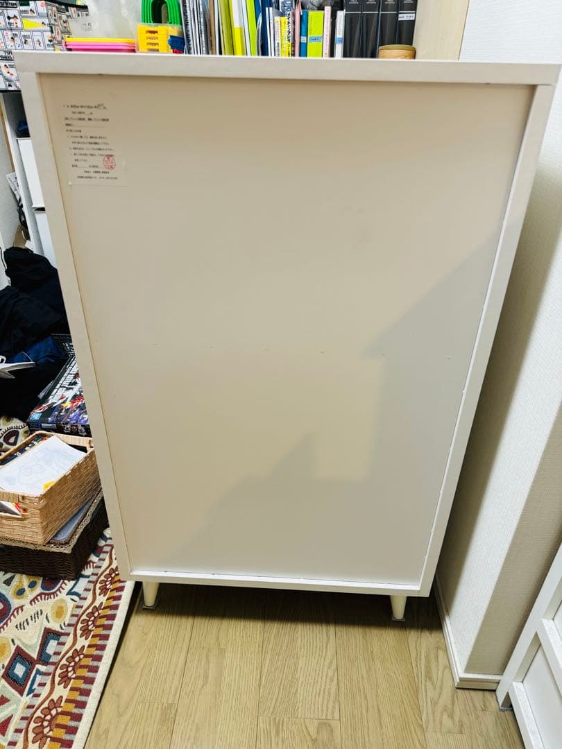 ホワイト木製チェスト 5段