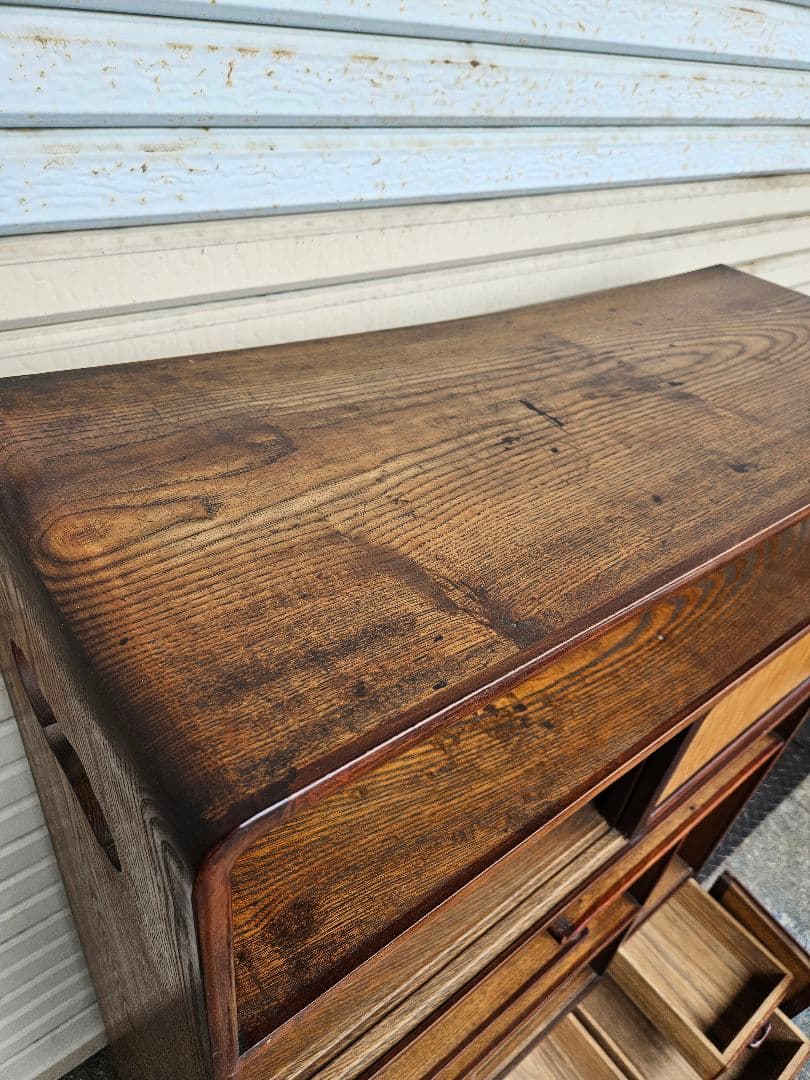 japan vintage 水屋箪笥 茶箪笥 飾り棚 杢目 木製 無垢材 和家具