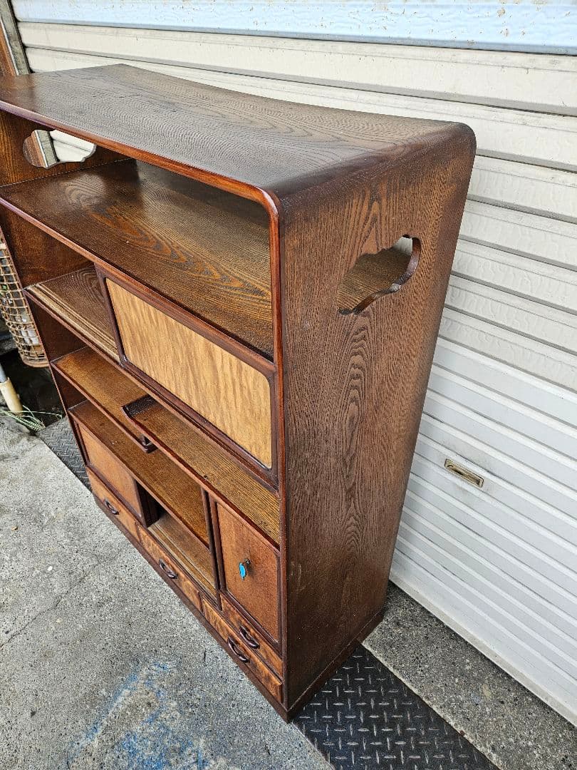 japan vintage 水屋箪笥 茶箪笥 飾り棚 杢目 木製 無垢材 和家具