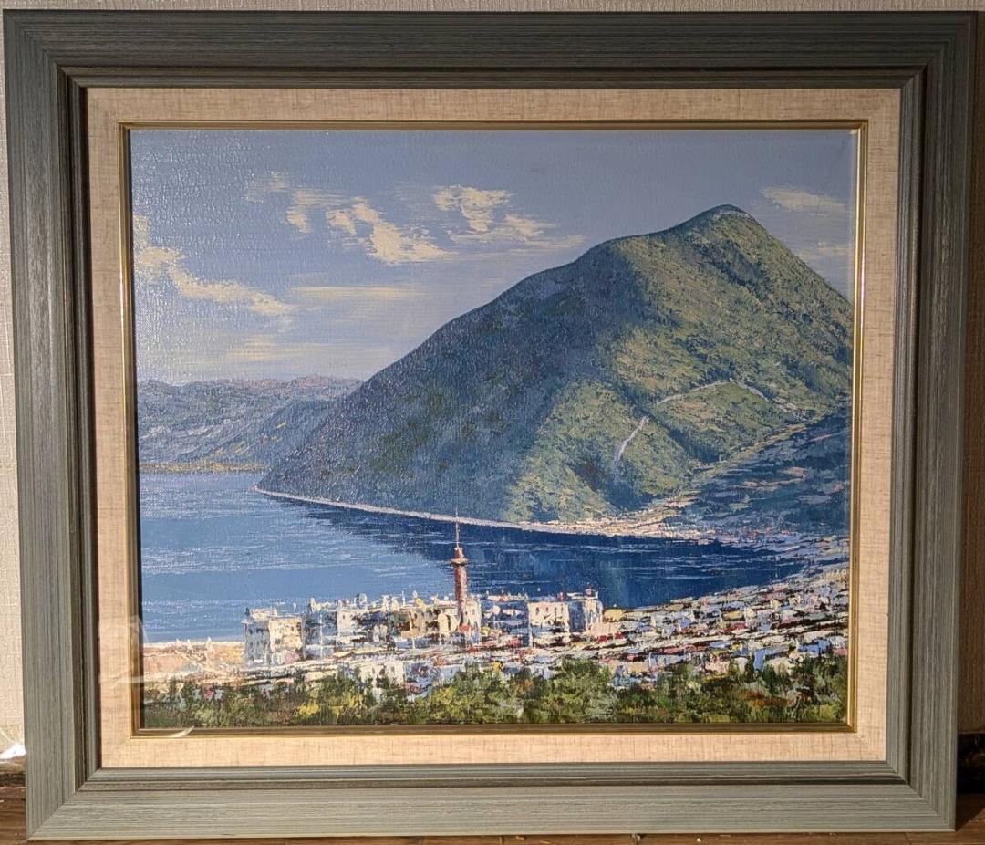 【真作】絵画　谷村隆志　油彩8号　別府　鮮やかなタッチの洋画作品　W122