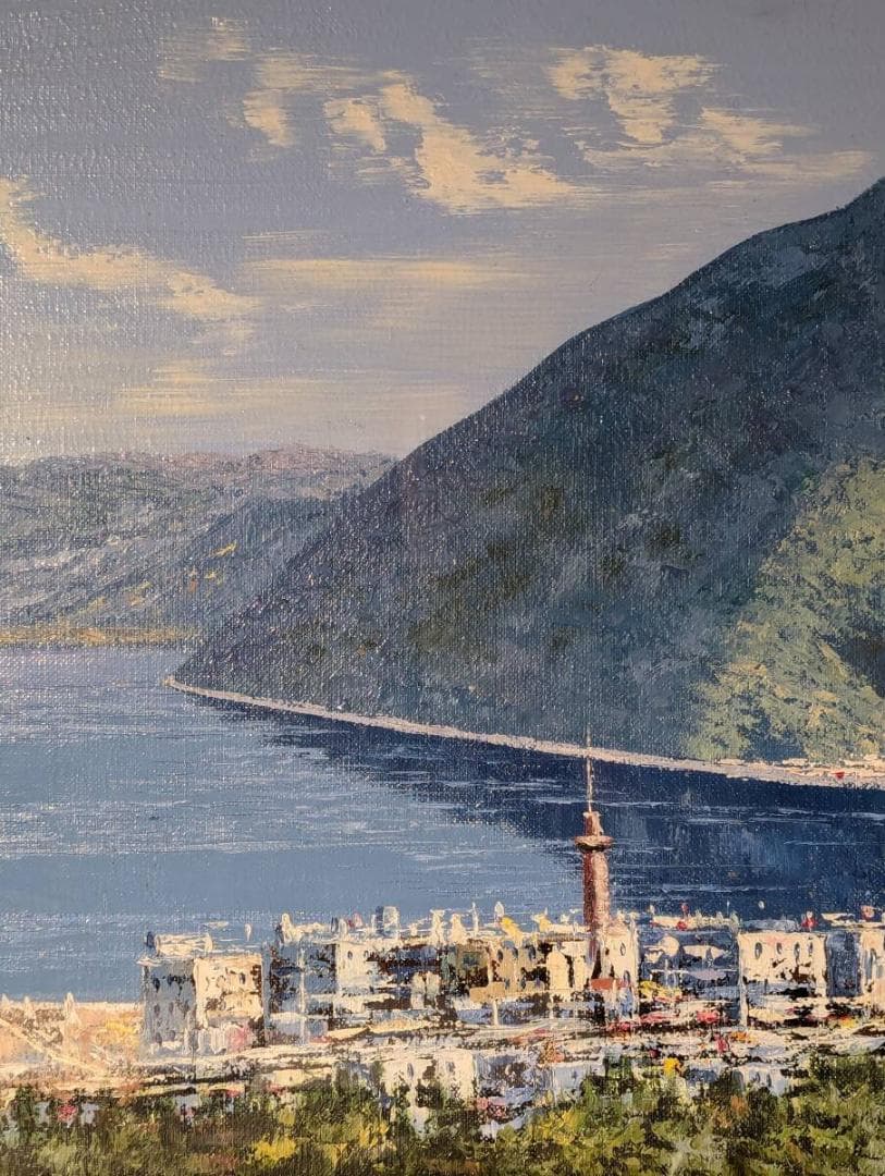 【真作】絵画　谷村隆志　油彩8号　別府　鮮やかなタッチの洋画作品　W122