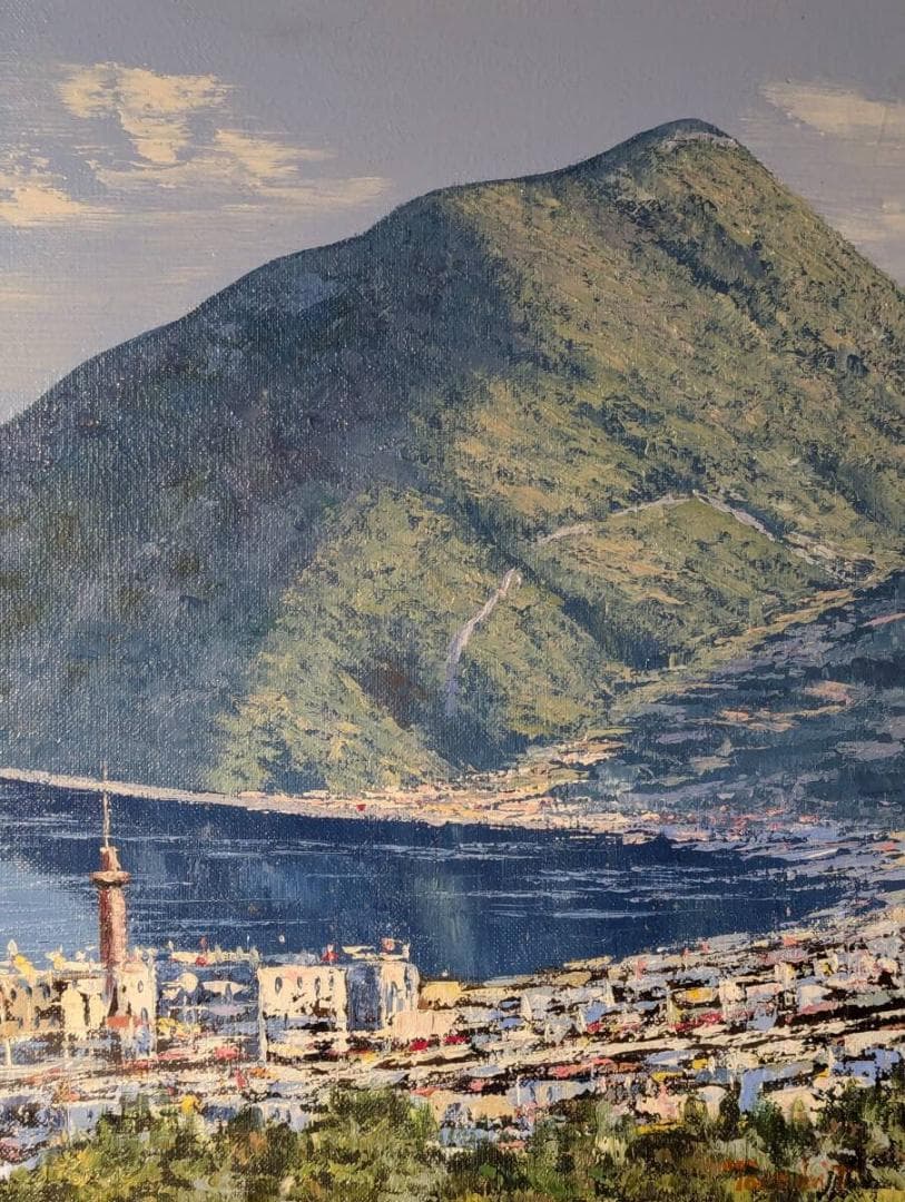 【真作】絵画　谷村隆志　油彩8号　別府　鮮やかなタッチの洋画作品　W122