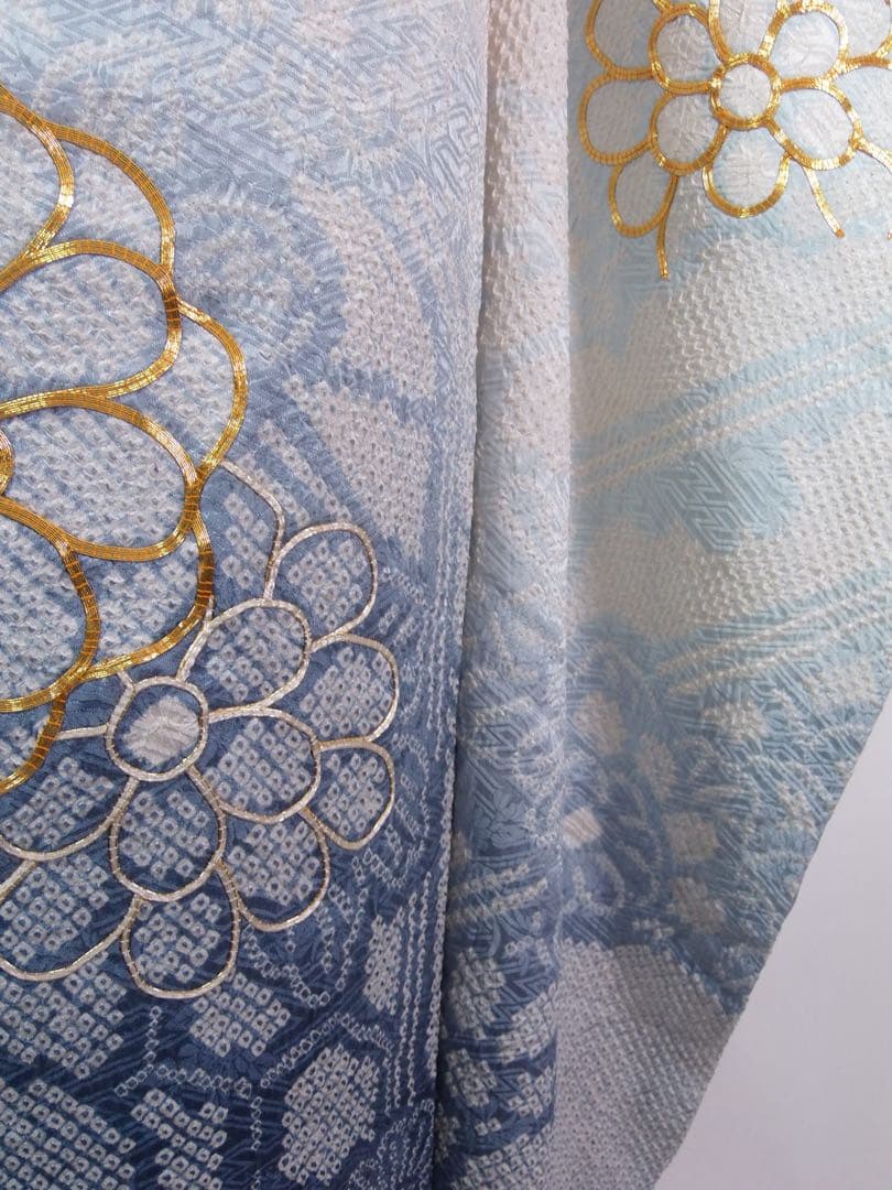 総絞り　振袖フルセット　袋帯　長襦袢　帯揚げ　帯締め絹のダイヤモンド　やや難あり