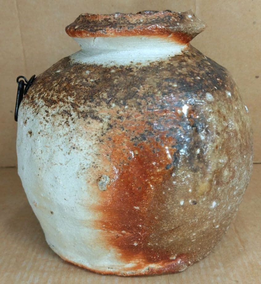 杉本貞光 信楽掛花入(信楽蹲壷）裏千家十五代 鵬雲斎 書付 共箱 寺垣外窯 美品