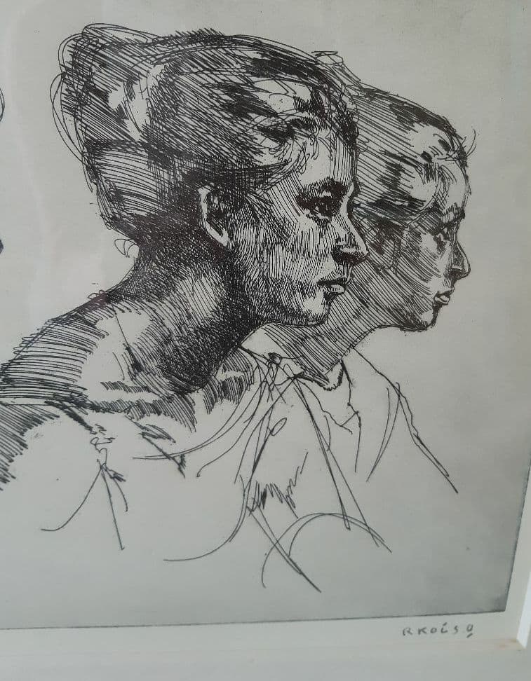 小磯良平 銅版画 限定複製 女のプロフィール