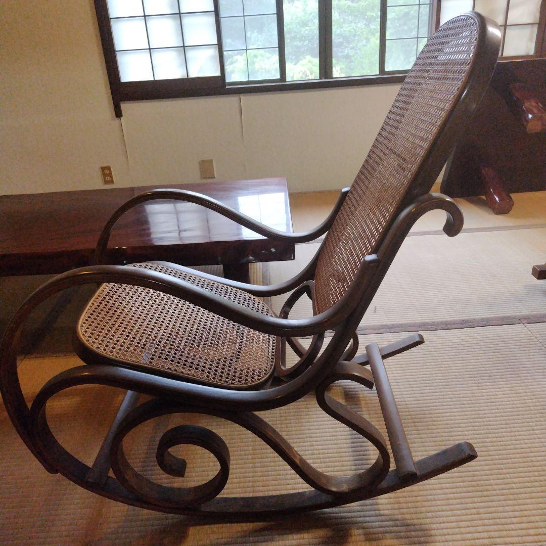 ラタン ロッキングチェア 洋風家具　藤椅子　 昭和レトロ アンティーク
