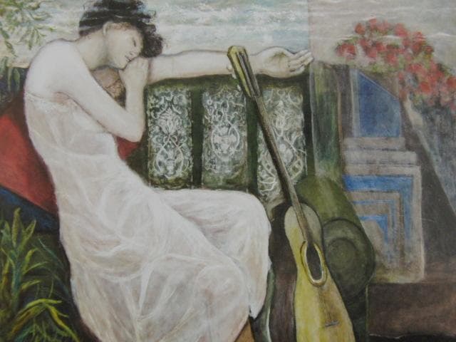 田口正子、【まどろみ】、希少な限定額装用画集画、新品高級額 額装付