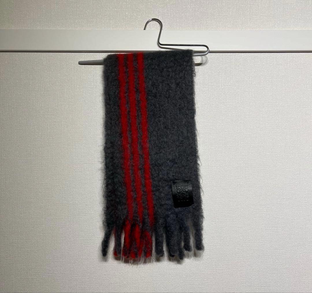 LOEWE モヘヤ　ストライプ マフラー