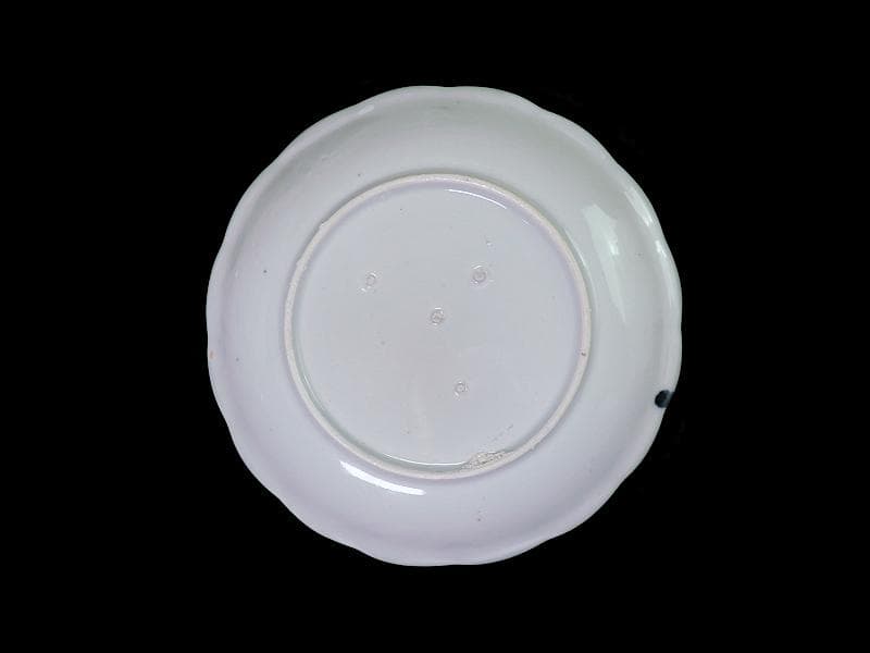 古伊万里　染付　海老に三枡紋の図　市川海老蔵　7寸皿　D813AS-CQb