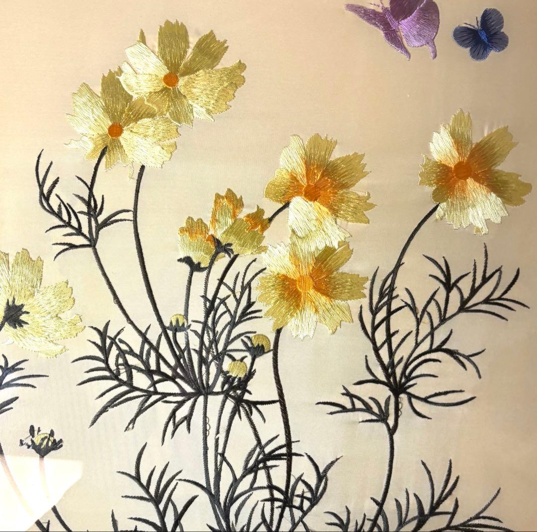 中国蘇州伝統工芸　花蝶刺繍額