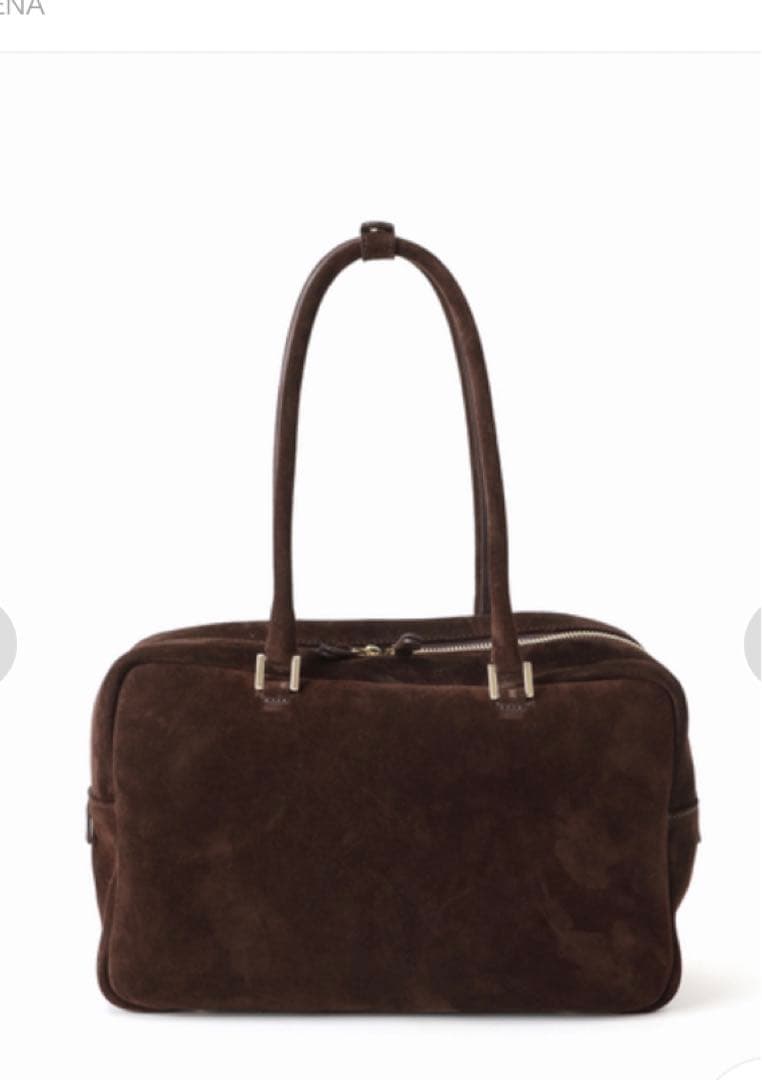 マニュエルミラノ ダークブラウン スエード ハンドバッグ