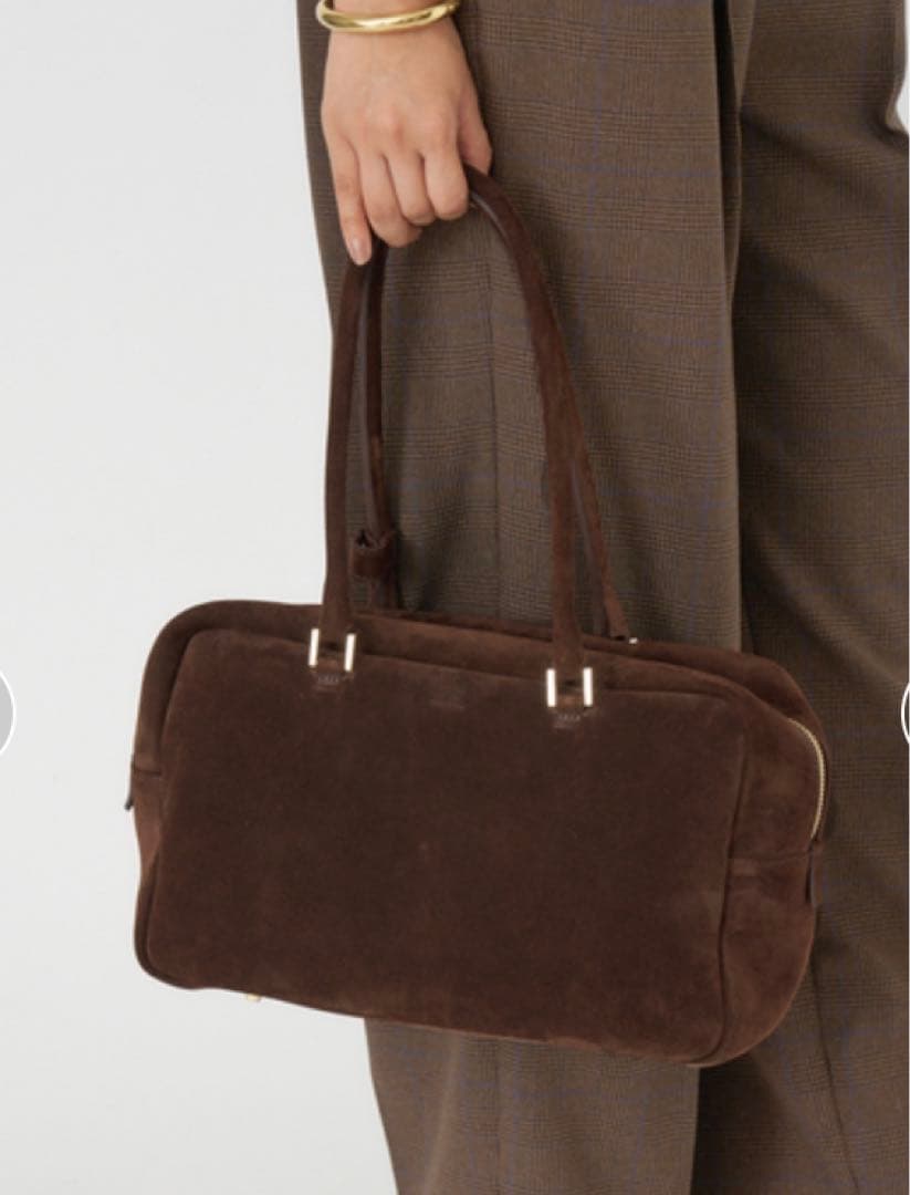 マニュエルミラノ ダークブラウン スエード ハンドバッグ