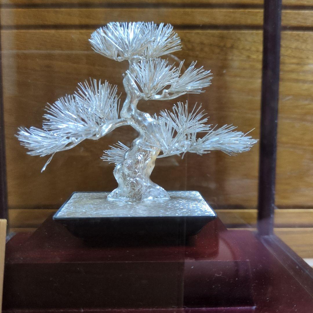 銀製 松の木 彫刻 置物
