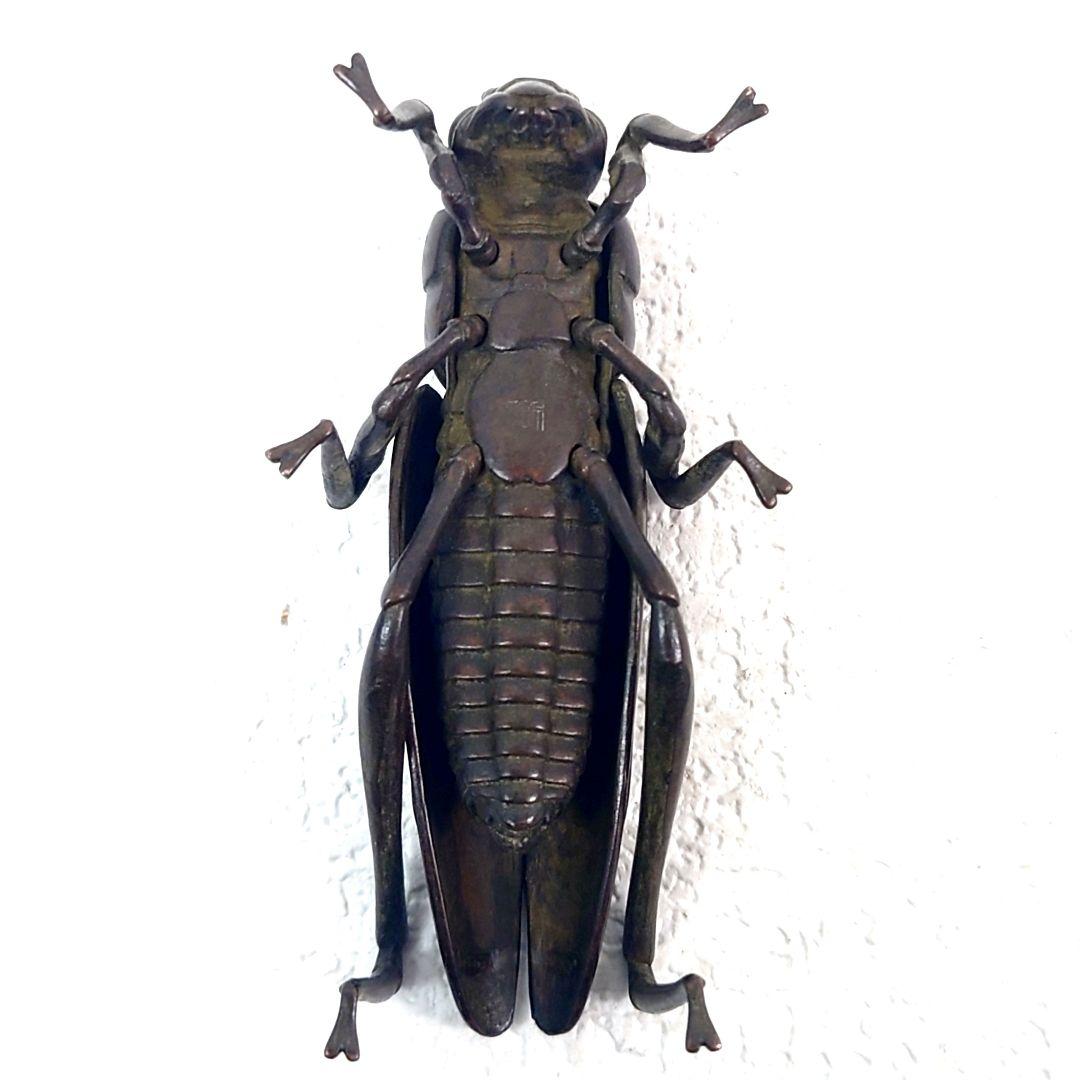 M0112I1 自在置物 銅製 螻蛄 おけら 銅製置物 銅虫作 置物 オブジェ