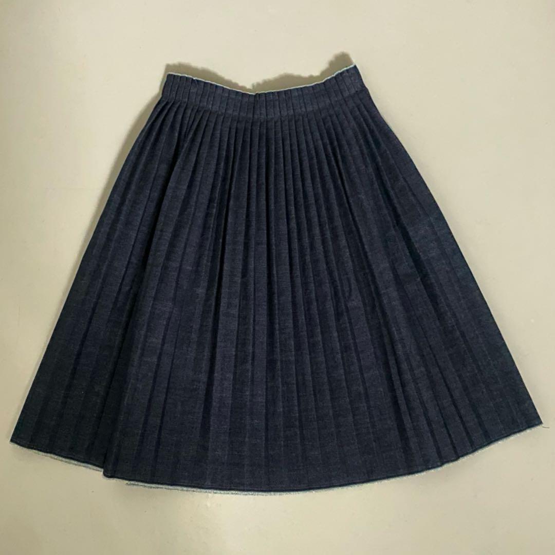 MM6 Maison Margielaデニム風プリーツスカート ひざ丈　36