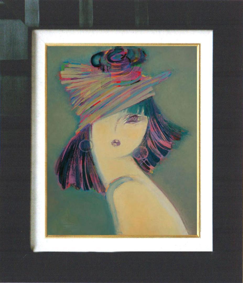 油絵 絵 絵画 インテリア 額付(黒) F4-051613 人物 女性像